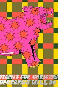 Red Cap Holiday Hippo Greeting Card