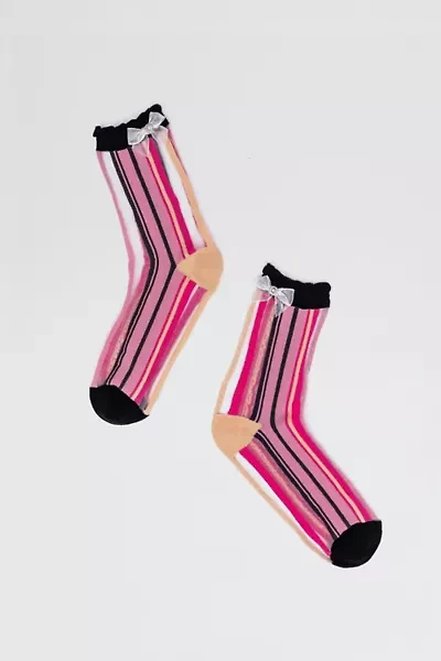 Sock Candy Parisian Stripe Bow Sheer Sock
