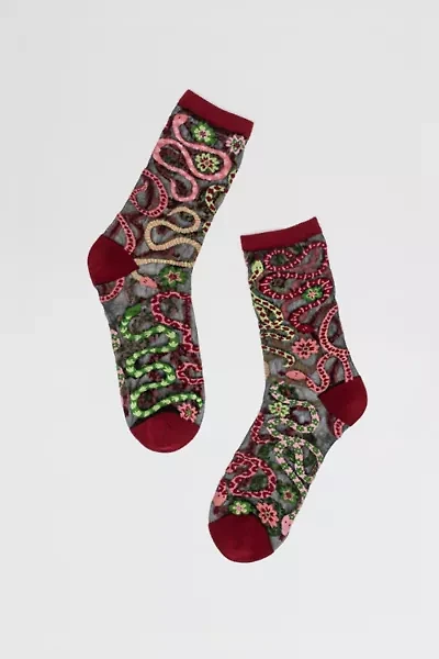 Sock Candy Serpentine Floral Black Sheer Sock