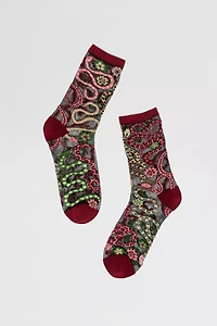 Sock Candy Serpentine Floral Black Sheer Sock