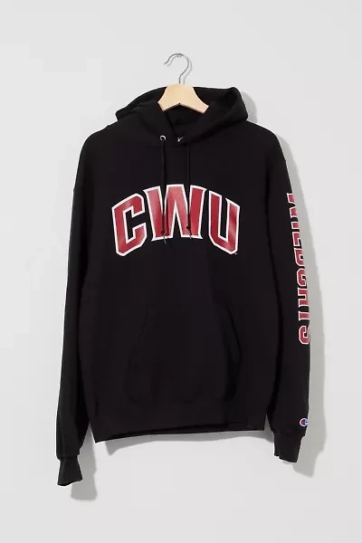Vintage Y2K Champion CWU Black Spell Out Graphic Hoodie Pullover Sweatshirt
