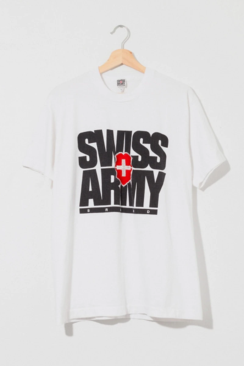 Vintage 1990s Swiss Army Knife Spell Out Graphic T-Shirt Single Stitch
