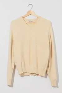 Vintage 1970s Distressed  Made in USA Wool V-Neck Sweater
