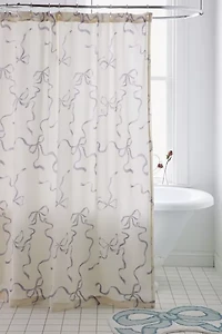 Printed Bows Cotton Shower Curtain