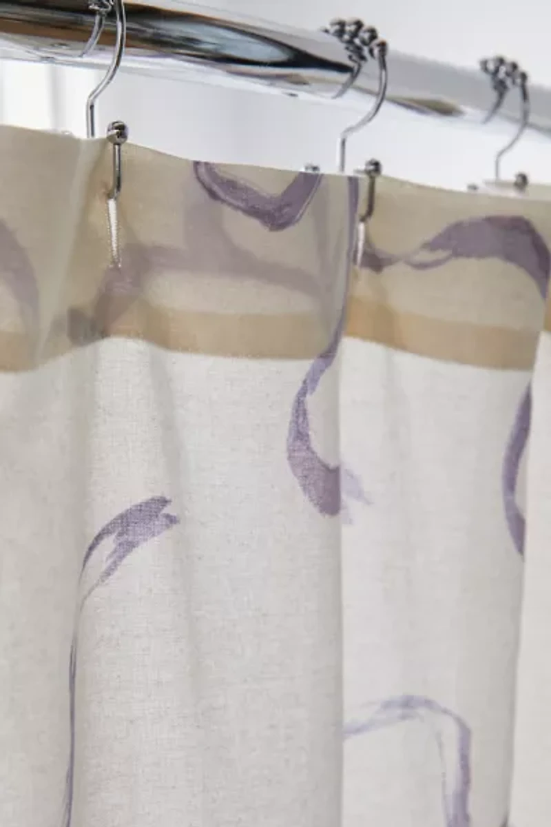 Printed Bows Cotton Shower Curtain