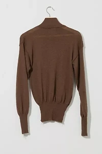 Vintage 1960s Distressed Wool 5 Button Henley Sweater