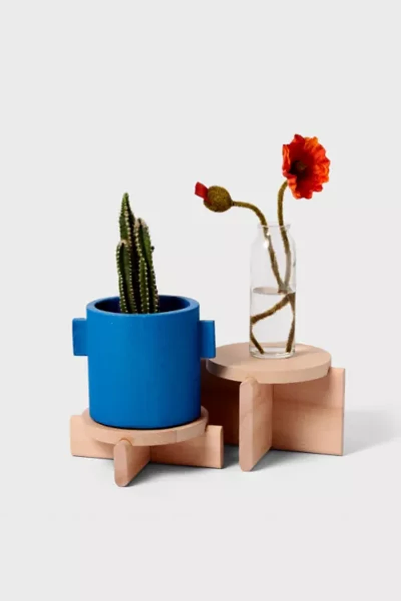 Areaware Wooden Plant Pedestal Set