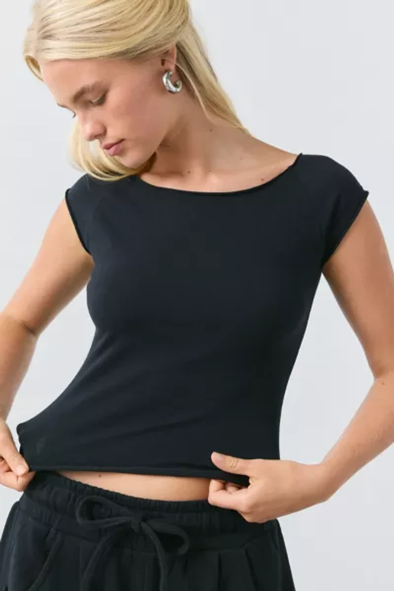 Out From Under Cotton Compression Boatneck Cropped Tee