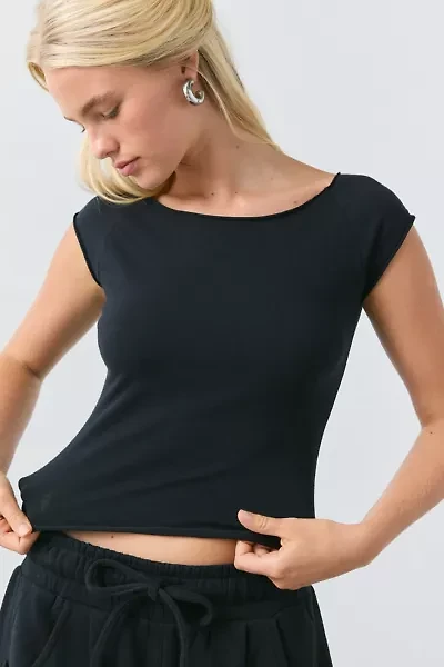 Out From Under Cotton Compression Boatneck Cropped Tee