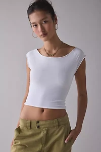 Out From Under Cotton Compression Boatneck Cropped Tee