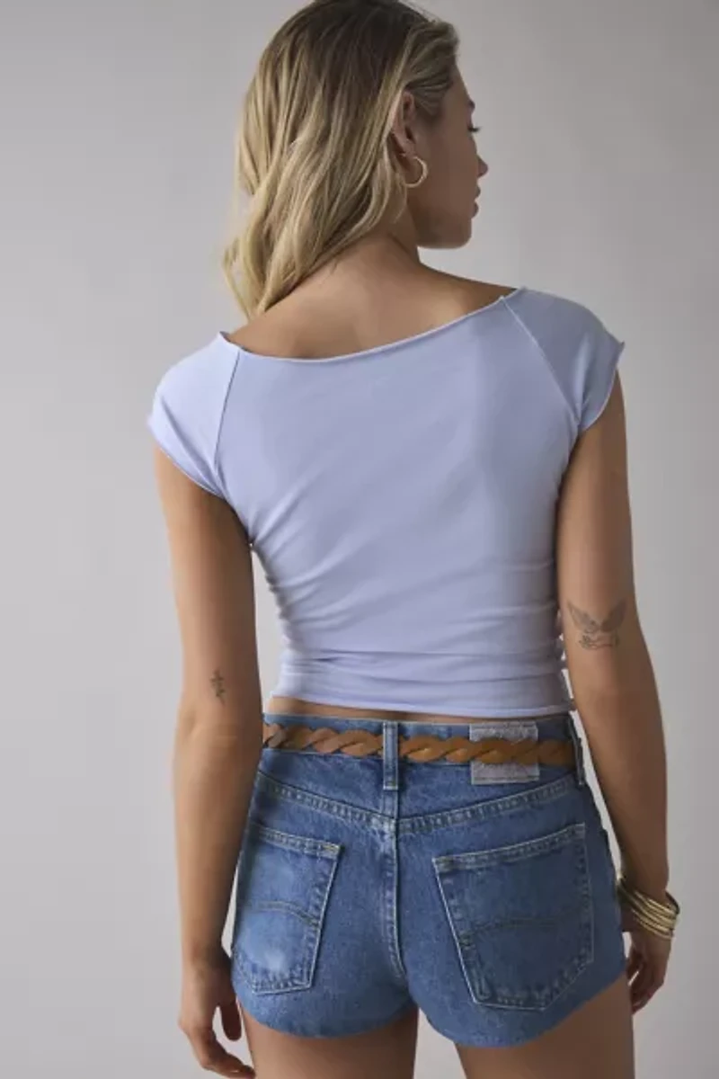 Out From Under Cotton Compression Boatneck Cropped Graphic Tee