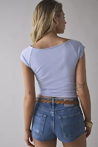 Out From Under Cotton Compression Boatneck Cropped Graphic Tee