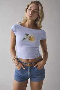 Out From Under Cotton Compression Boatneck Cropped Graphic Tee