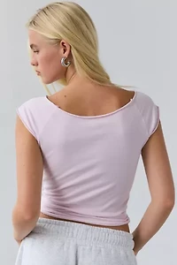 Out From Under Cotton Compression Boatneck Cropped Tee