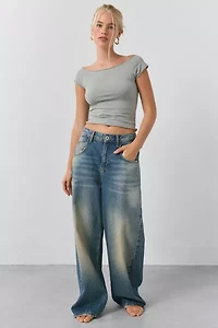 Out From Under Compression Cotton Boatneck Cropped Tee