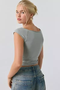 Out From Under Compression Cotton Boatneck Cropped Tee