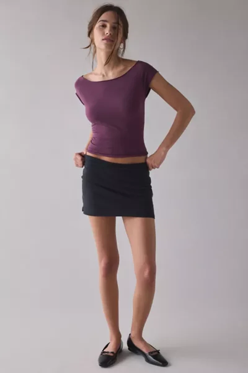 Out From Under Cotton Compression Boatneck Cropped Tee