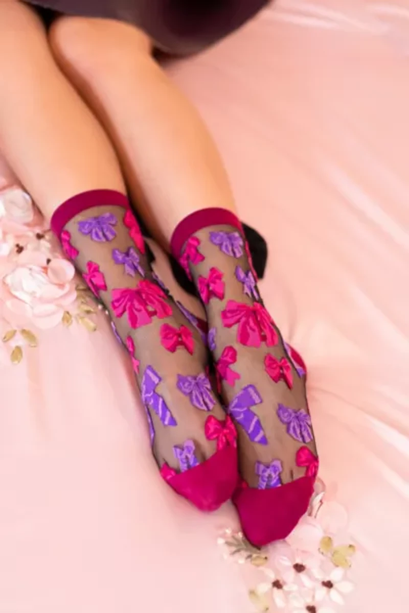 Sock Candy Big Bow Energy Black Sheer Sock