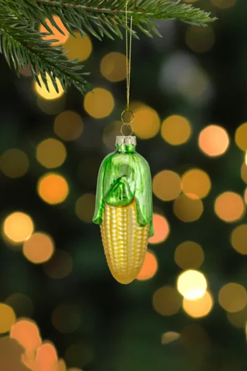Corn On The Cob Glass Ornament