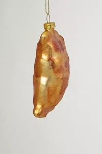 Golden Glittered Pierogi Glass Ornament