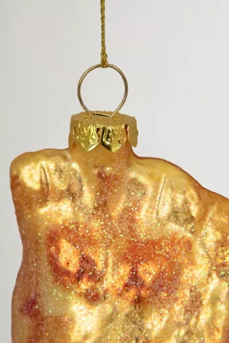 Golden Glittered Pierogi Glass Ornament