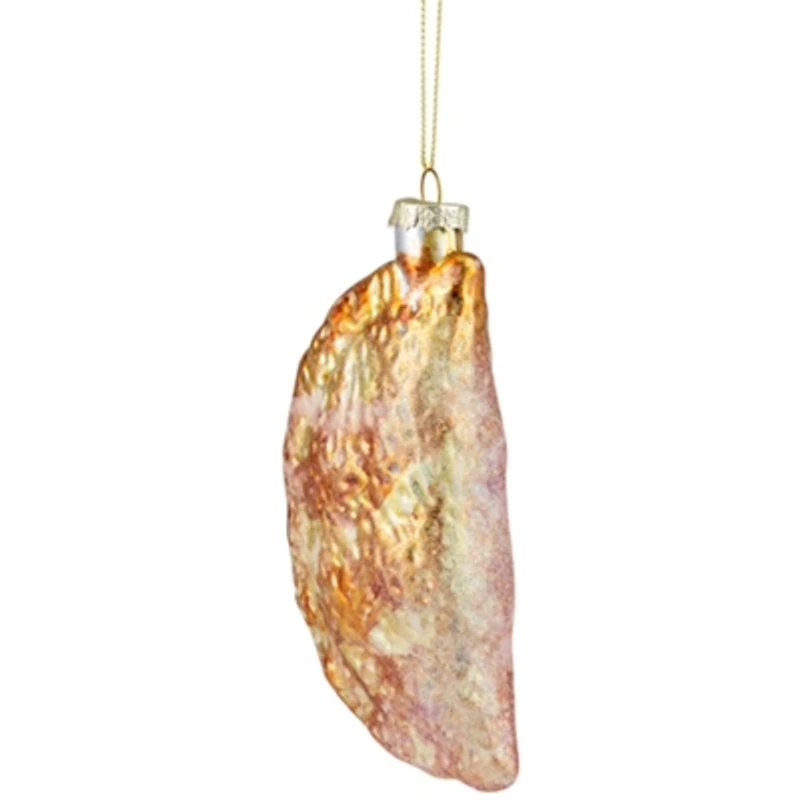 Golden Glittered Pierogi Glass Ornament
