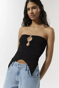 Silence + Noise Caprice Patterned Asymmetric Hem Tube Top