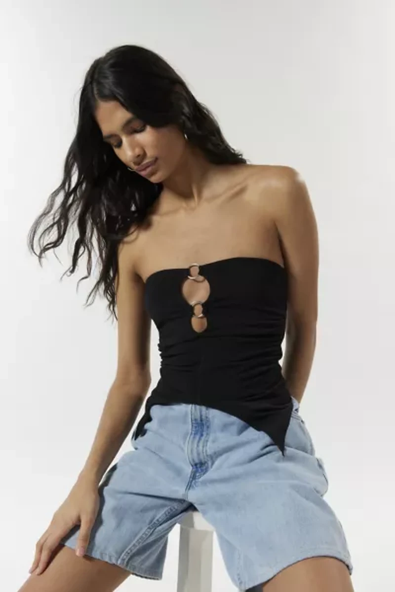 Silence + Noise Caprice Patterned Asymmetric Hem Tube Top