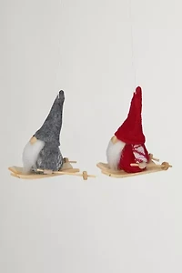 Skiing Gnomes Ornament Set of 2