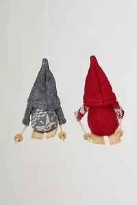 Skiing Gnomes Ornament Set of 2