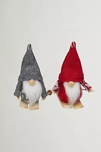 Skiing Gnomes Ornament Set of 2