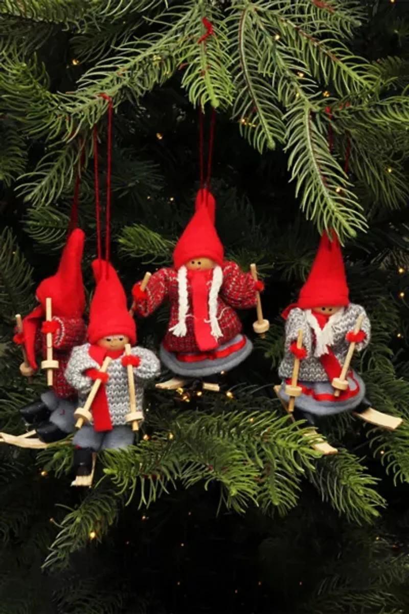 Cozy Holiday Skiers Ornament Set of 4