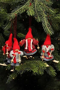 Cozy Holiday Skiers Ornament Set of 4