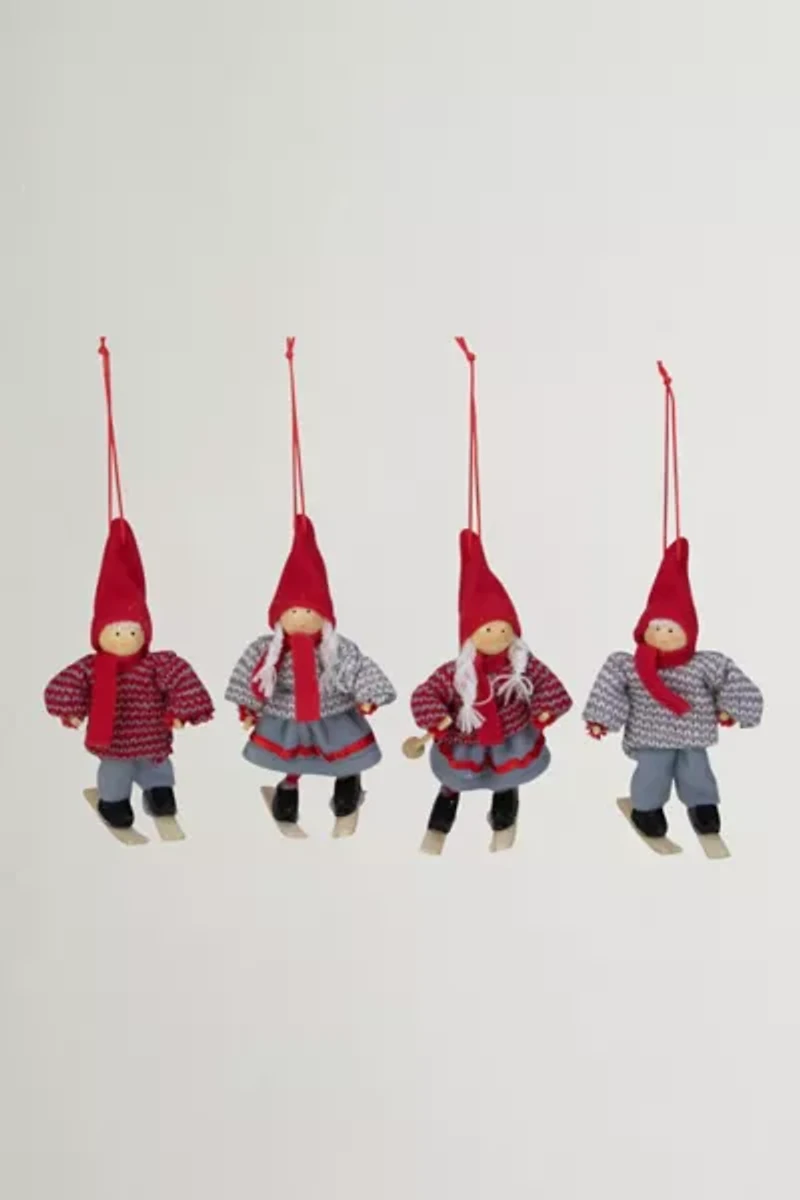 Cozy Holiday Skiers Ornament Set of 4