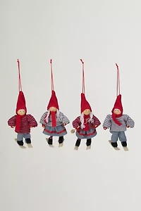Cozy Holiday Skiers Ornament Set of 4
