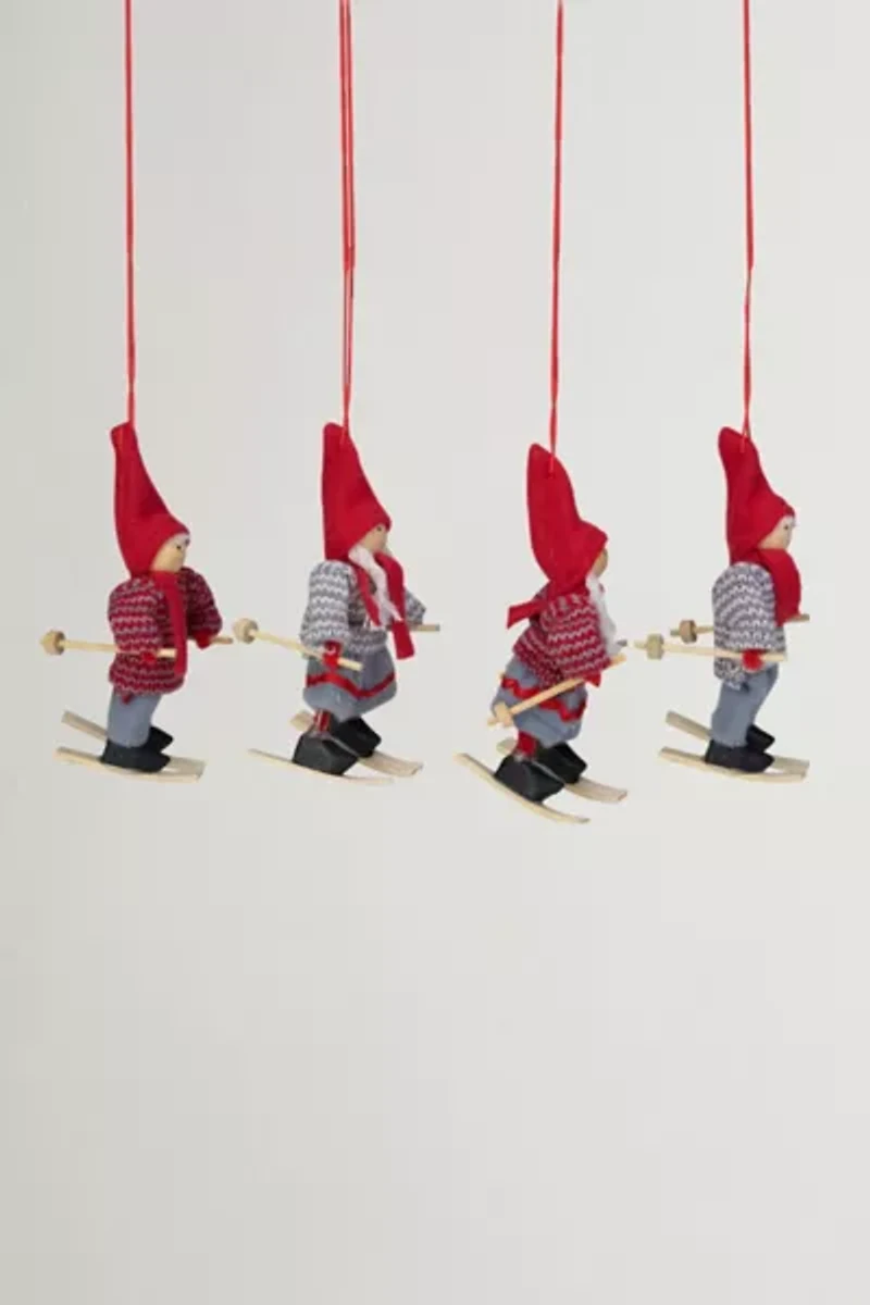 Cozy Holiday Skiers Ornament Set of 4