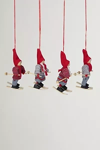 Cozy Holiday Skiers Ornament Set of 4