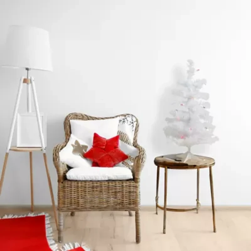 Pre-Lit 2ft White Tinsel Artificial Christmas Tree