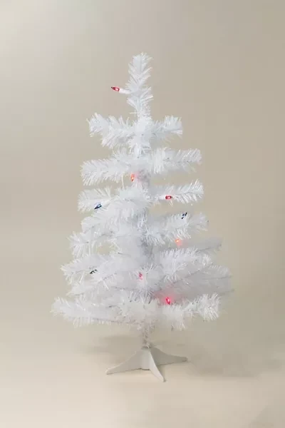 Pre-Lit 2ft White Tinsel Artificial Christmas Tree
