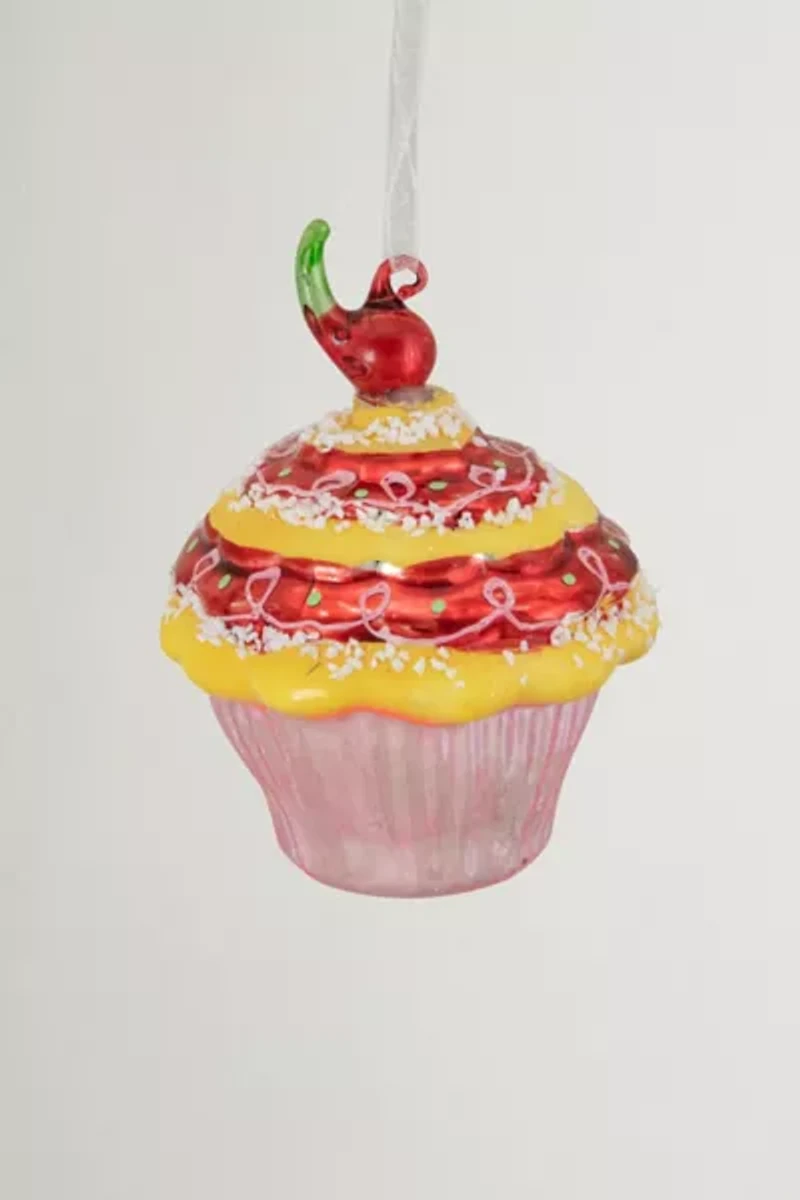 Cupcake with Cherry Glass Ornament