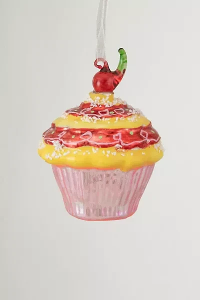 Cupcake with Cherry Glass Ornament