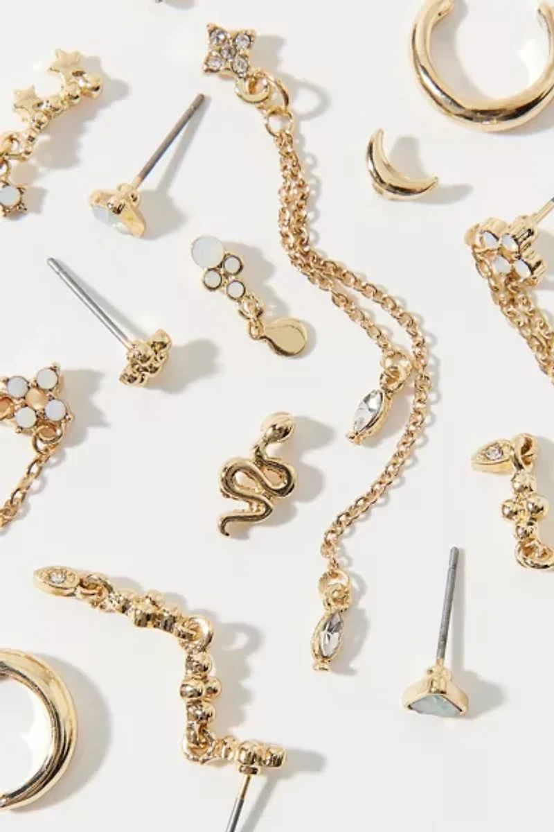 Celestial Rhinestone Post & Hoop Earring Set