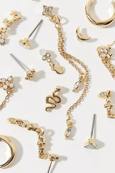 Celestial Rhinestone Post & Hoop Earring Set