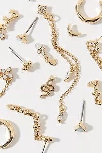 Celestial Rhinestone Post & Hoop Earring Set