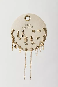 Celestial Rhinestone Post & Hoop Earring Set