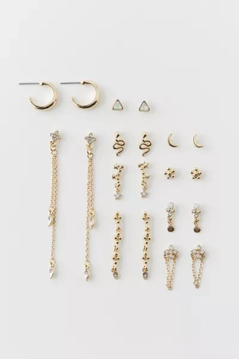 Celestial Rhinestone Post & Hoop Earring Set