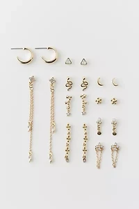 Celestial Rhinestone Post & Hoop Earring Set