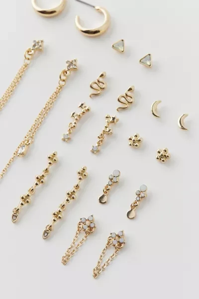 Celestial Rhinestone Post & Hoop Earring Set