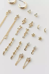 Celestial Rhinestone Post & Hoop Earring Set