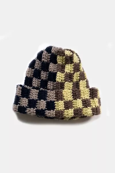 MARVES new york Crochet Checkered Wool Beanie